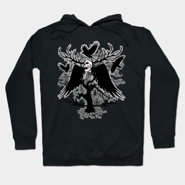 Nightmare Skull and Crows Hoodie by BluedarkArt